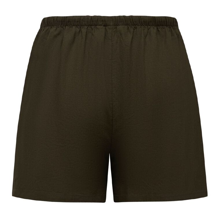 H&H Women's Relaxed Linen Blend Shorts, Green Dark, hi-res
