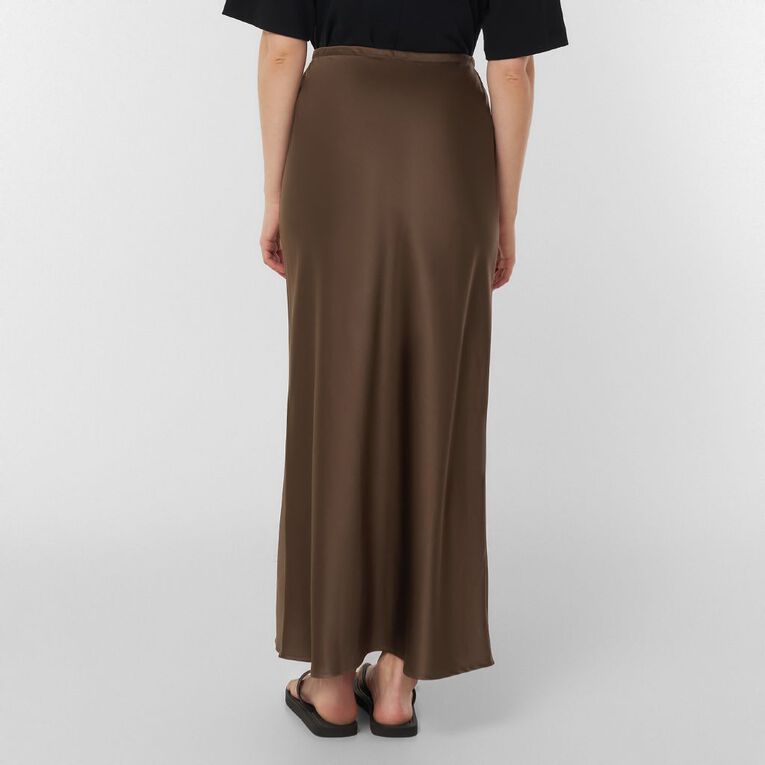 H&H Women's Satin Bias Skirt, Brown Light, hi-res