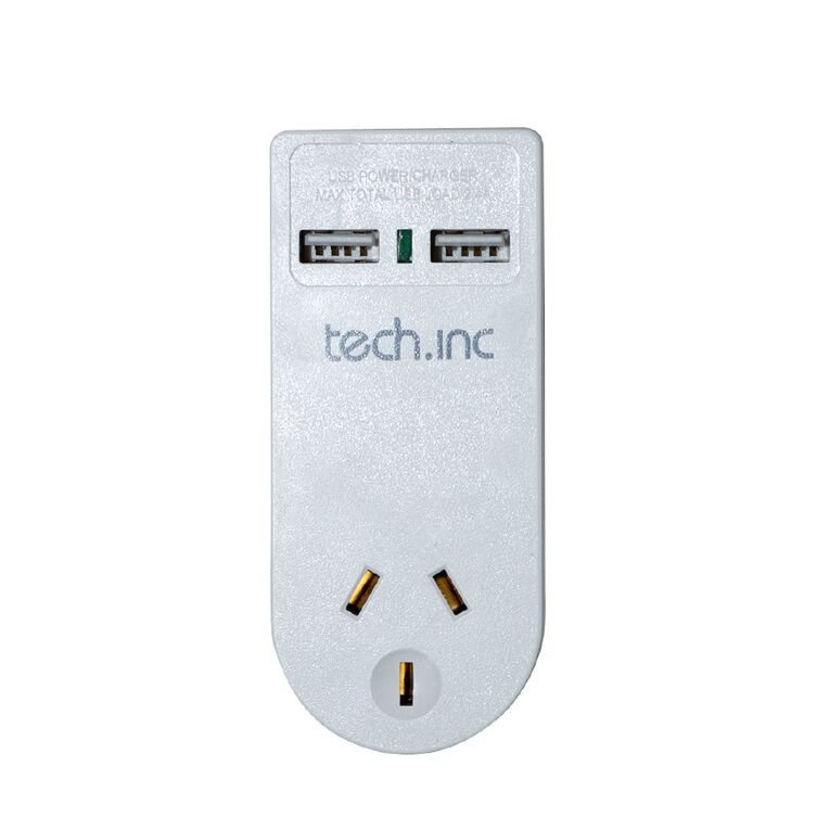 Tech.Inc 2-in-1 Single Adapter with USB 2.1a, , hi-res