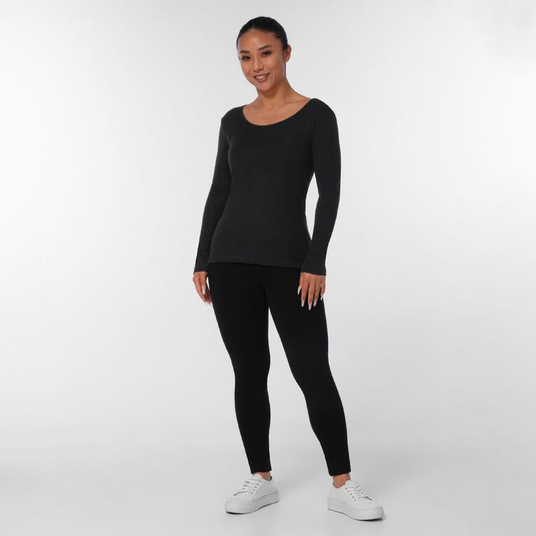 H&H Women's Merino Blend Scoop Neck Top, Black, hi-res