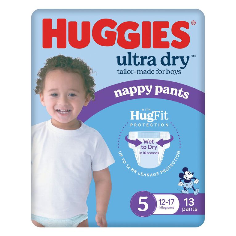 Huggies Ultra Dry Nappy Pants Walker Boy 13 Pack Size 5 12-17kg, , hi-res