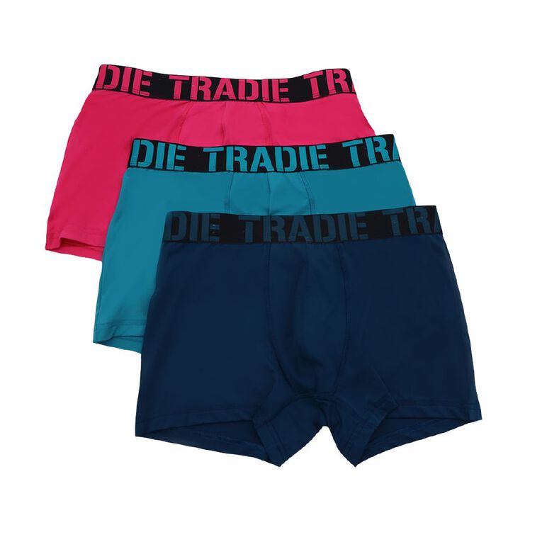 Tradie Men's Trunks 3 Pack, Multi-Coloured, hi-res
