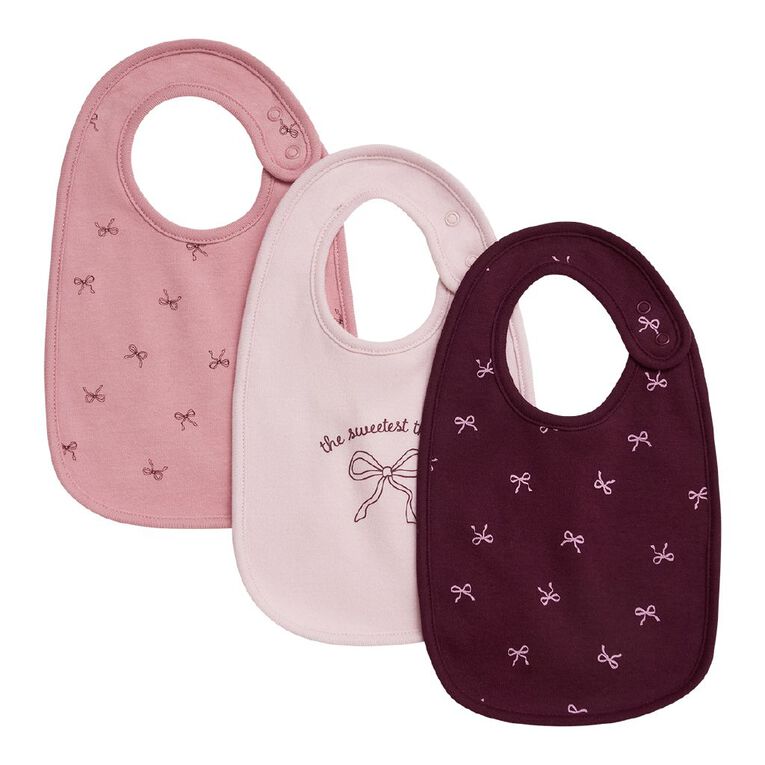Young Original Babies' Dome Bibs 3 Pack, Pink Light, hi-res