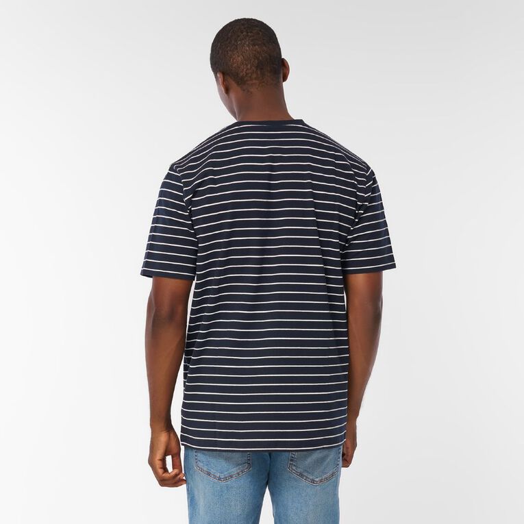 H&H Men's Regular Fit YD Stripe Tee, Navy/White, hi-res