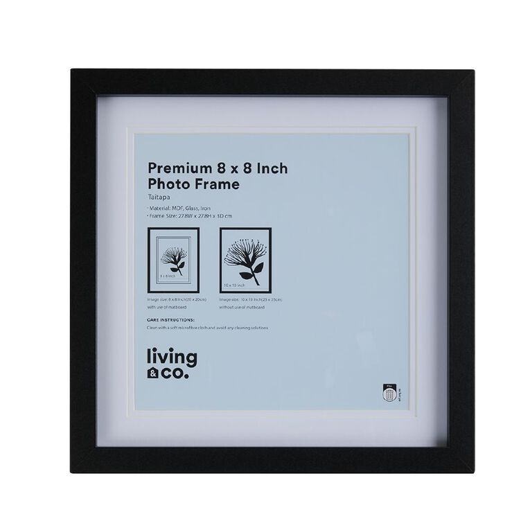 Living & Co Premium Photo Frame 8in x 8in Black, , hi-res