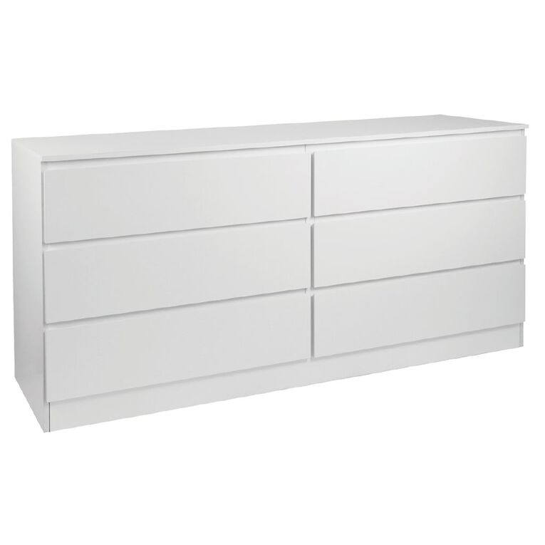 Living & Co Tahoe Lowboy 6 Drawer White White, , hi-res