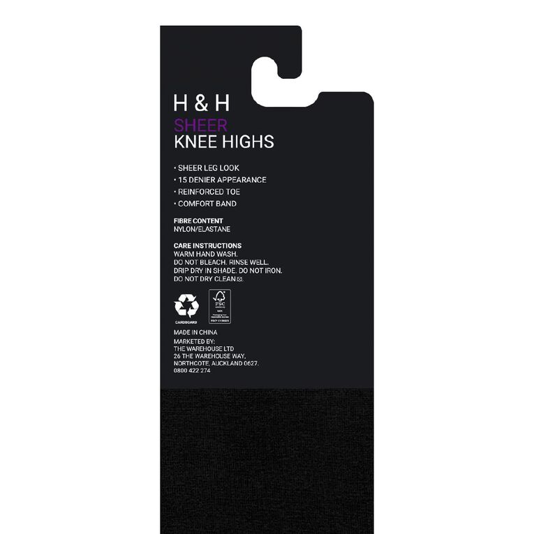 H&H Knee High 2 Pack, Black, hi-res