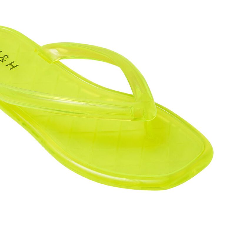 H&H Women's Coloured Jelly Beach Thongs, Lime, hi-res