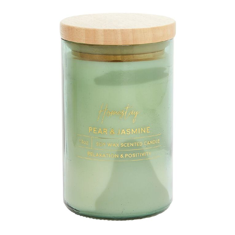 Living & Co Homestay Pear and Jasmine Candle Green Mid 13oz, Green Mid, hi-res