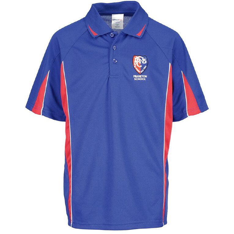 Schooltex Frankton Short Sleeve Polo with Embroidery, Royal/Red, hi-res
