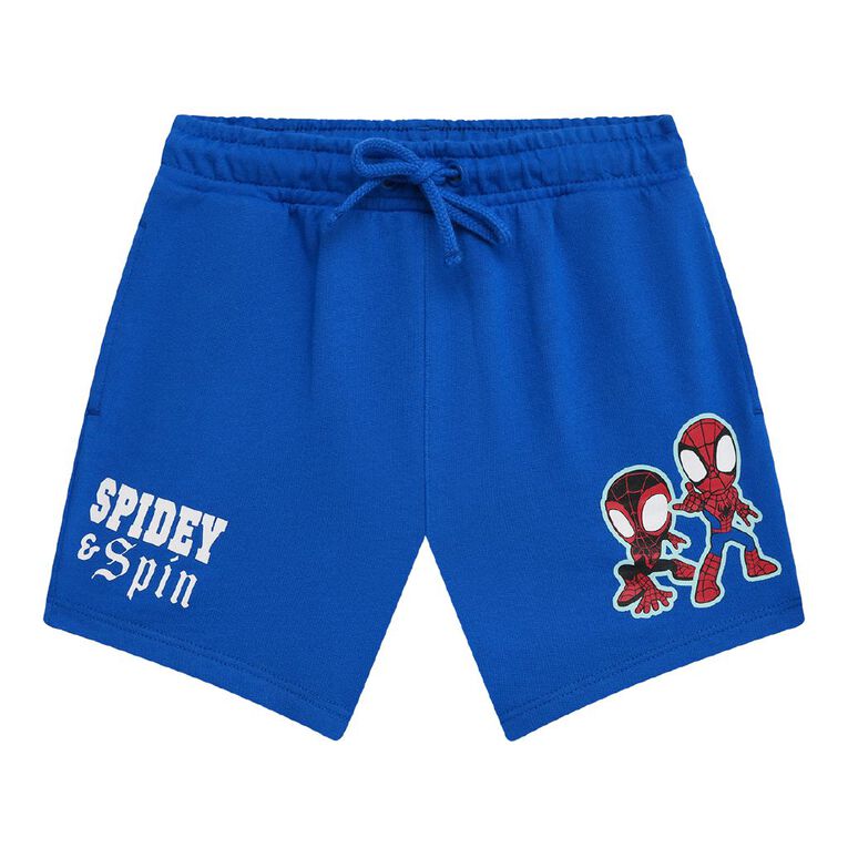 Spider-Man Preschool Printed Terry Shorts, Blue Mid, hi-res