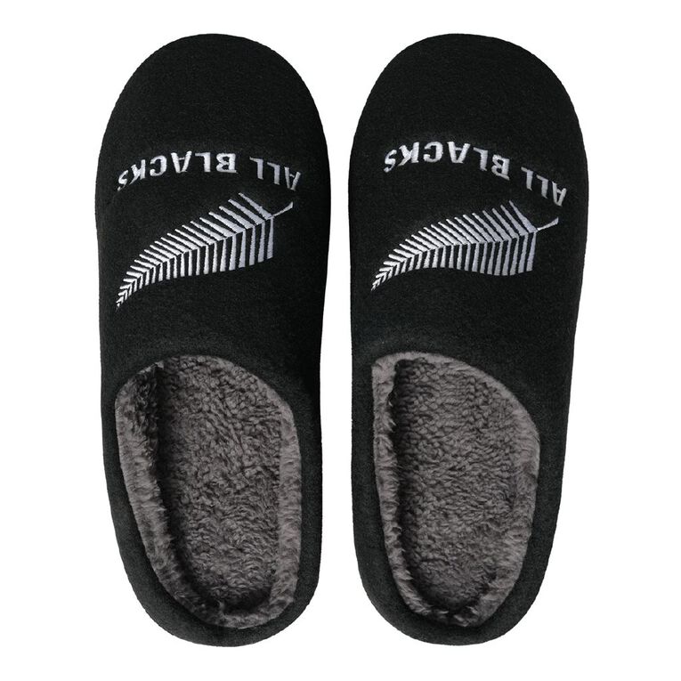 All Blacks Men's Fleece Lined Slippers, Black, hi-res