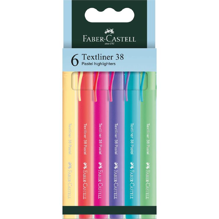Faber-Castell Textliner 38 Slim 6 Pack Pastel, , hi-res