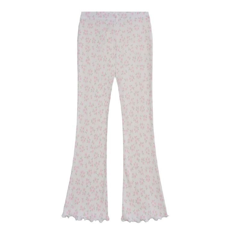 Young Original Toddler Rib Printed Flare Leggings, Cream, hi-res