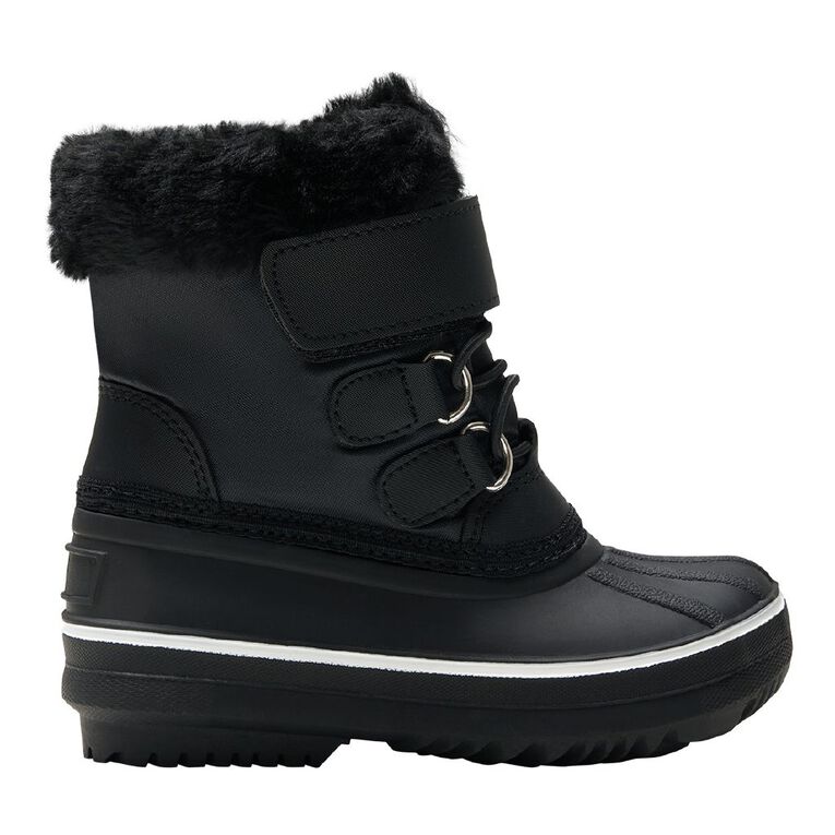 Active Intent Junior Kids' High Top Snow Boots, Black, hi-res