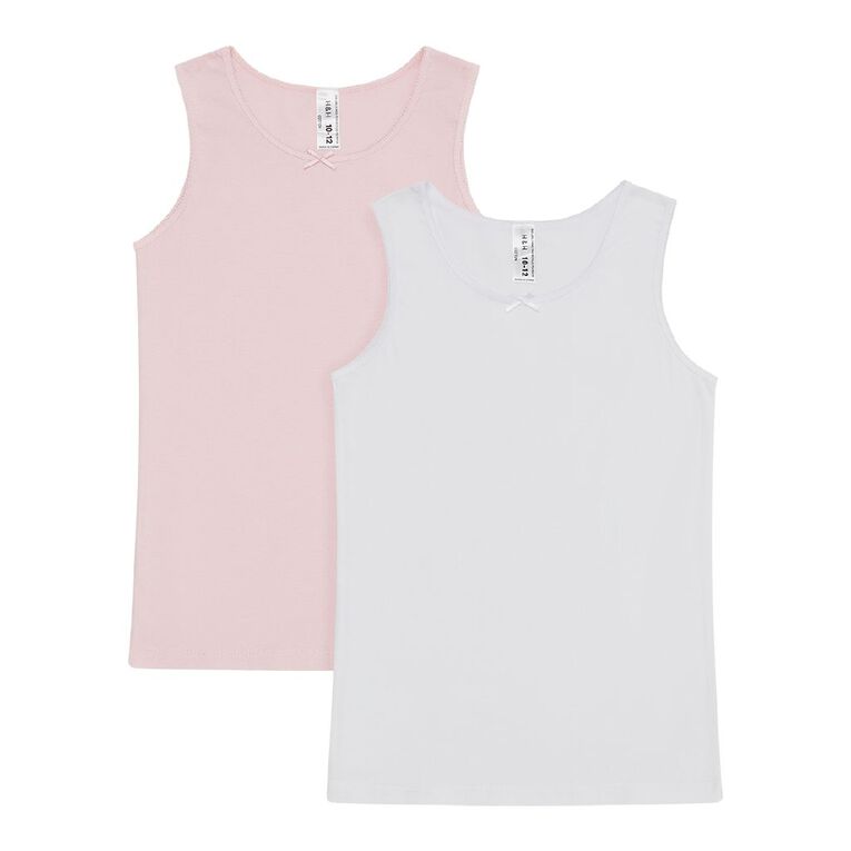 H&H Girls' Essential Singlet 2 Pack, Pink Light, hi-res