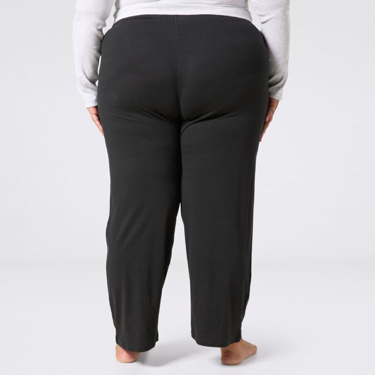 H&H Women's Plus Knit Pyjama Pants, Black, hi-res