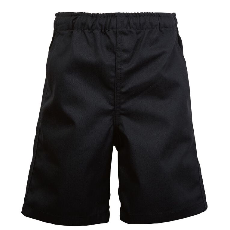 Schooltex Kids' Drill Rugger Shorts, Black, hi-res