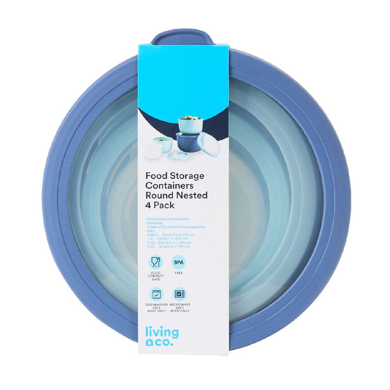 Living & Co Round Nested Food Container 4 Pack, , hi-res