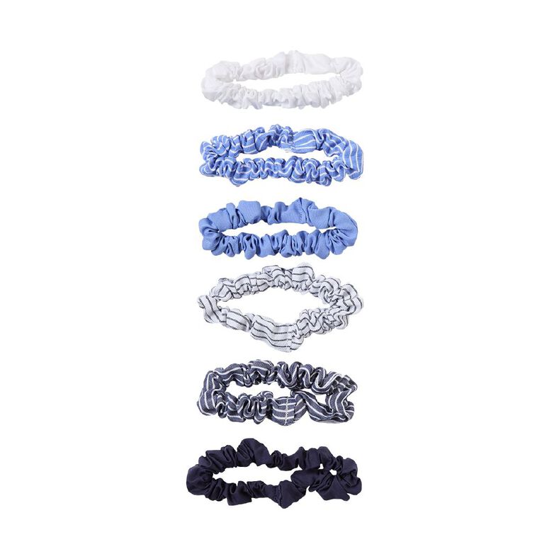 Poppi Mini Scunchies Blue 6 Pack, , hi-res