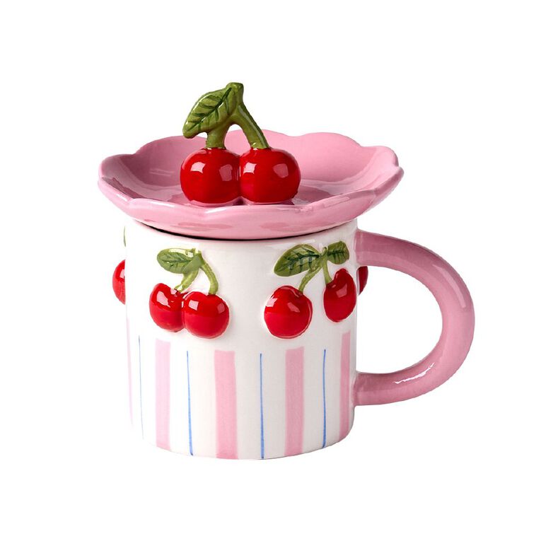 Living & Co Cherryontop Cup and Mini Snack Plate Set Multi-Coloured, , hi-res
