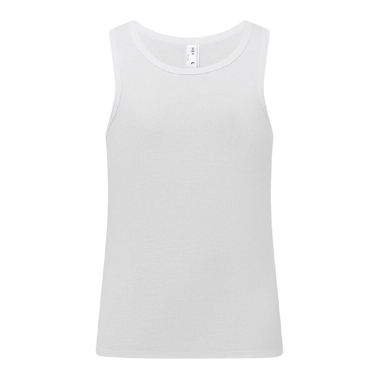 H&H Men's Singlet 2 Pack, White, hi-res