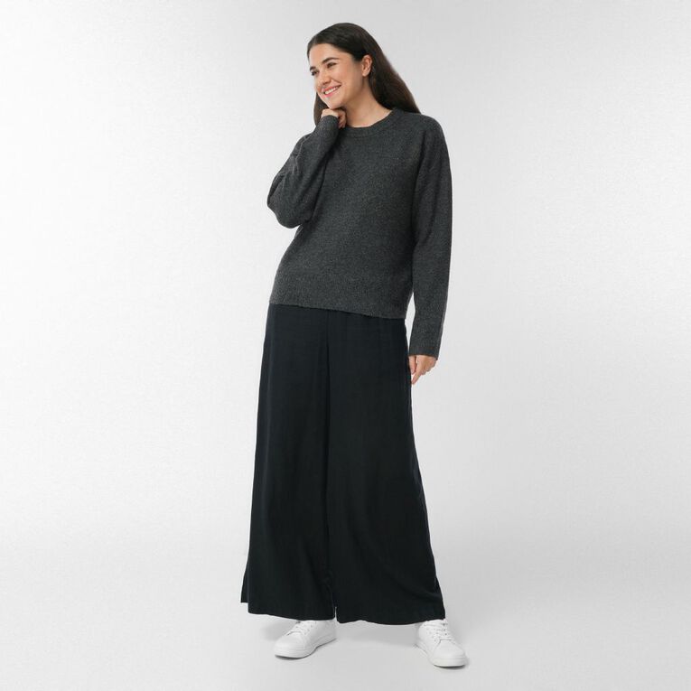 H&H Women's Oversized Crew Neck Cosy Knit Jumper, Charcoal/Marle, hi-res