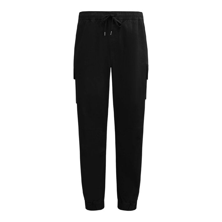 H&H Men's Elastic Waist Cargo Joggers, Black, hi-res