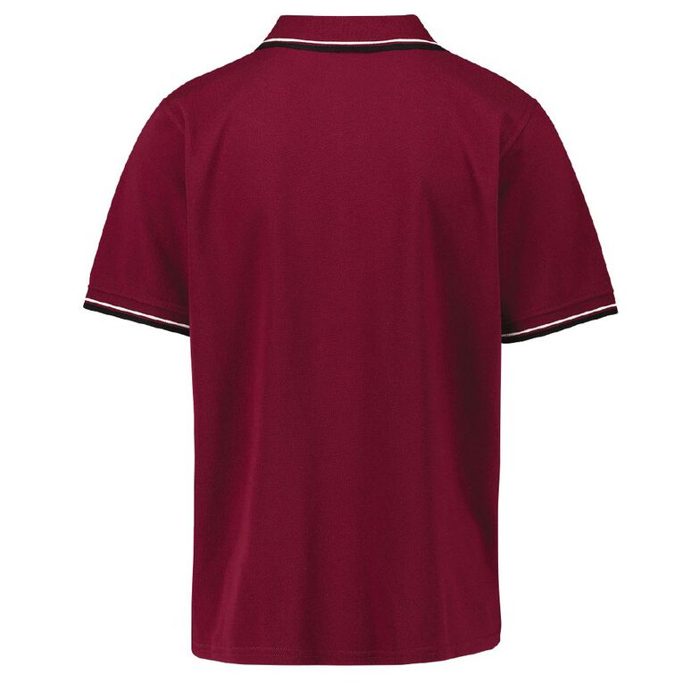 Schooltex Sylvia Park Short Sleeve Polo with Embroidery, Burgundy, hi-res