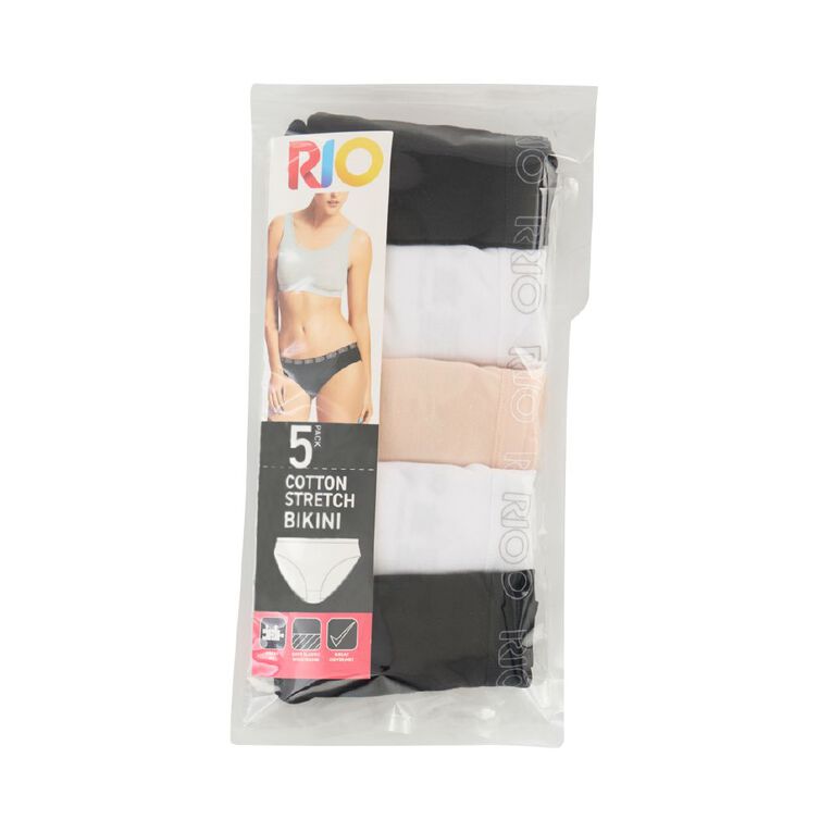 Rio Women's Bikini Briefs 5 Pack, Multi-Coloured, hi-res
