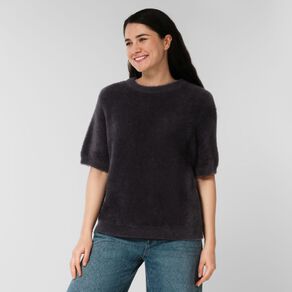 H&H Women's Short Sleeve Fluffy Knit Jumper