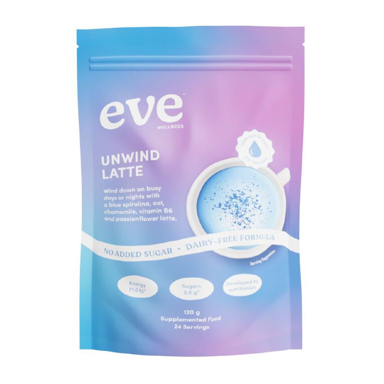 Eve Wellness Unwind Latte with Blue Spirulina and Chamomile 120g, , hi-res