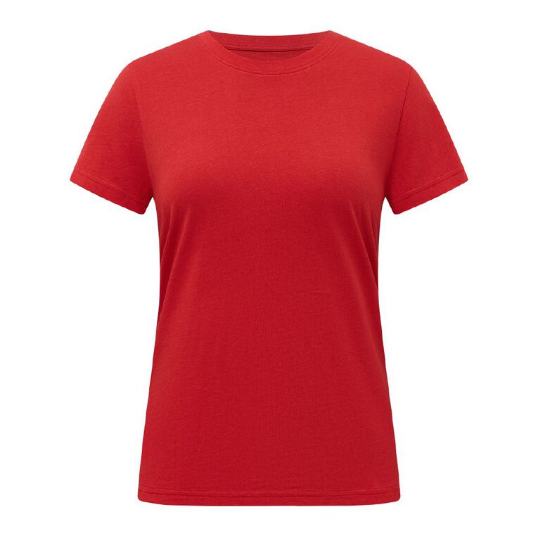 H&H Women's Short Sleeve Crew Neck Tee, Red Mid, hi-res