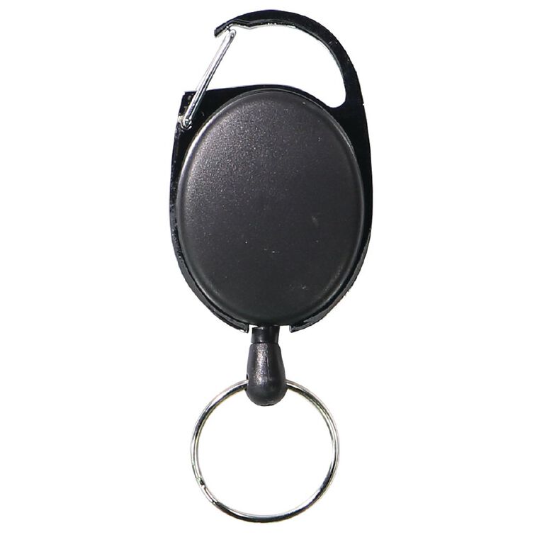 WS Retractable Key Holder with Snap Lock Black Black The Warehouse