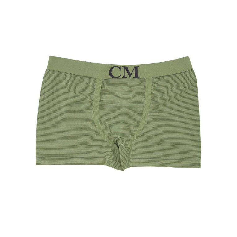 Clio Men's Seamfree Stripe Trunks 2 Pack, Khaki Black, hi-res