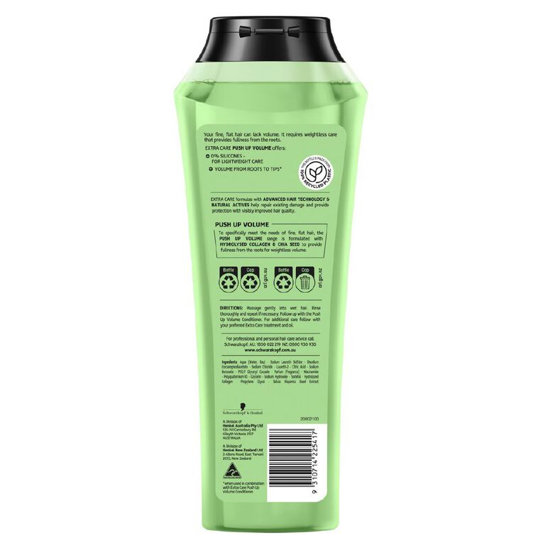 Schwarzkopf Extra Care Push Up Volume Lifting Shampoo 400ml, , hi-res