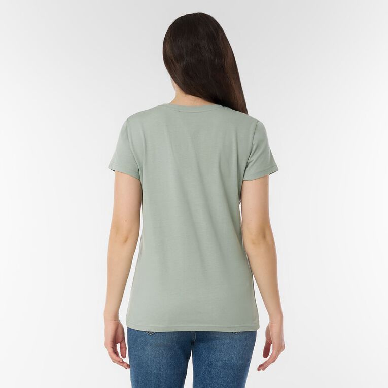 H&H Women's Short Sleeve V-Neck Tee, Green Light, hi-res