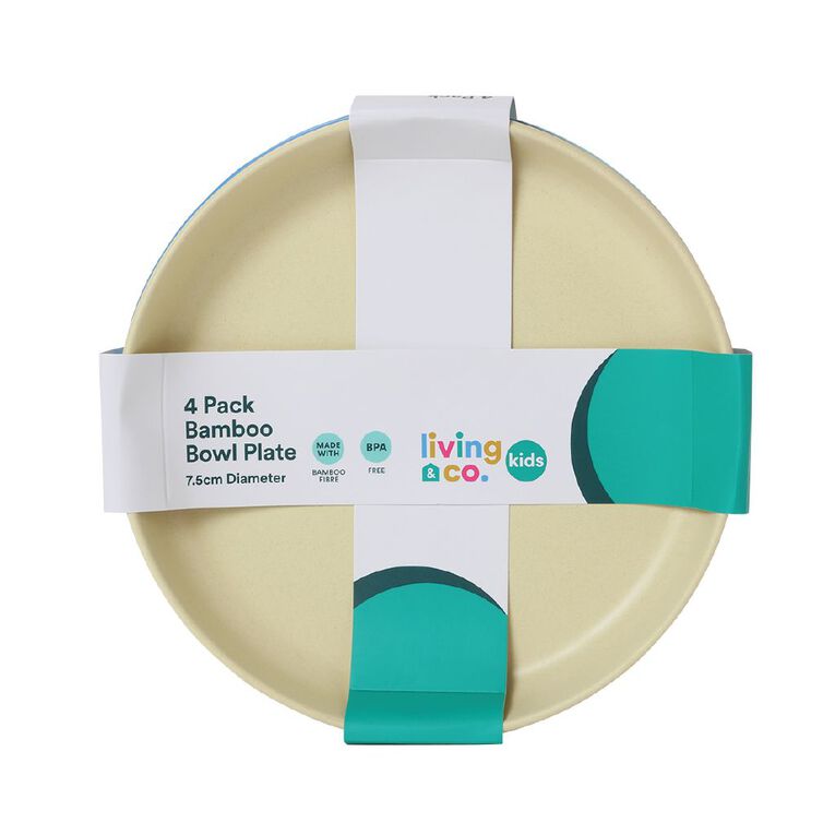 Living & Co Kids Bamboo Mix Bowl Plate Multi-Coloured 4 Pack, , hi-res