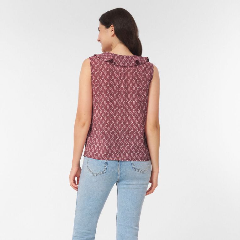 H&H Women's Sleeveless Frill Front Tank, Purple Light, hi-res