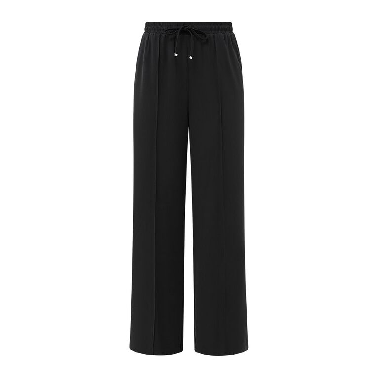 H&H Women's Pintuck Straight Work Pants, Black, hi-res