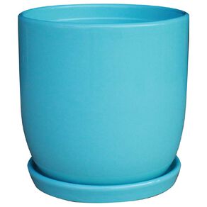 Northcote Pottery Jessa Egg Blue Pot and Saucer Blue Medium