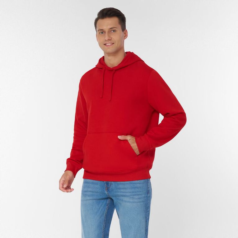 H&H Men's Plain Hoodie Sweatshirt, Red Mid, hi-res