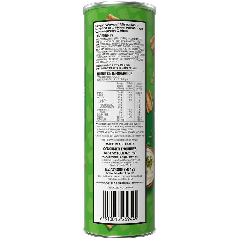 Sun Bites Grainwaves Minis Sour Cream & Chives Can 150g, , hi-res