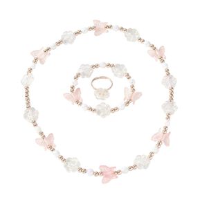 Young Original Kids' Butterfly Flower Ring Bracelet Necklace Set
