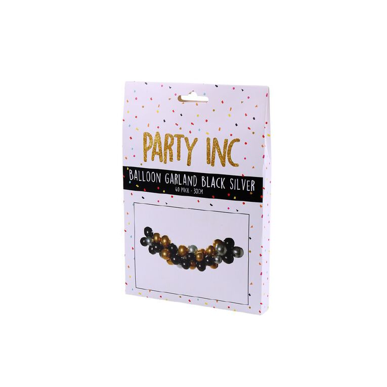 Party Inc Balloon Garland Black/Silver 30cm, , hi-res