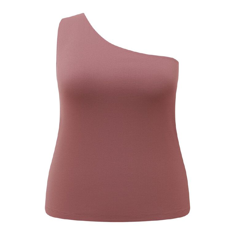 H&H Plus Women's Curve One Shoulder Tank, Pink Mid, hi-res