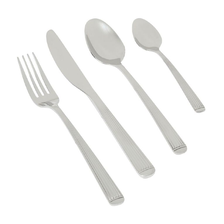 Living & Co Cutlery Set Linear Stainless Steel 16 Piece, , hi-res