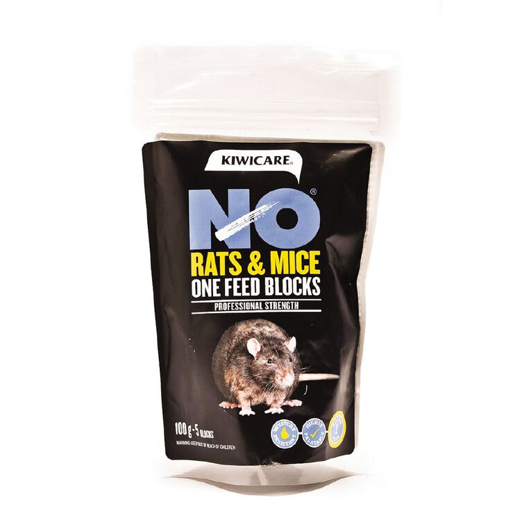 Kiwicare NO Rats & Mice One Feed Bait Blocks 100g, , hi-res