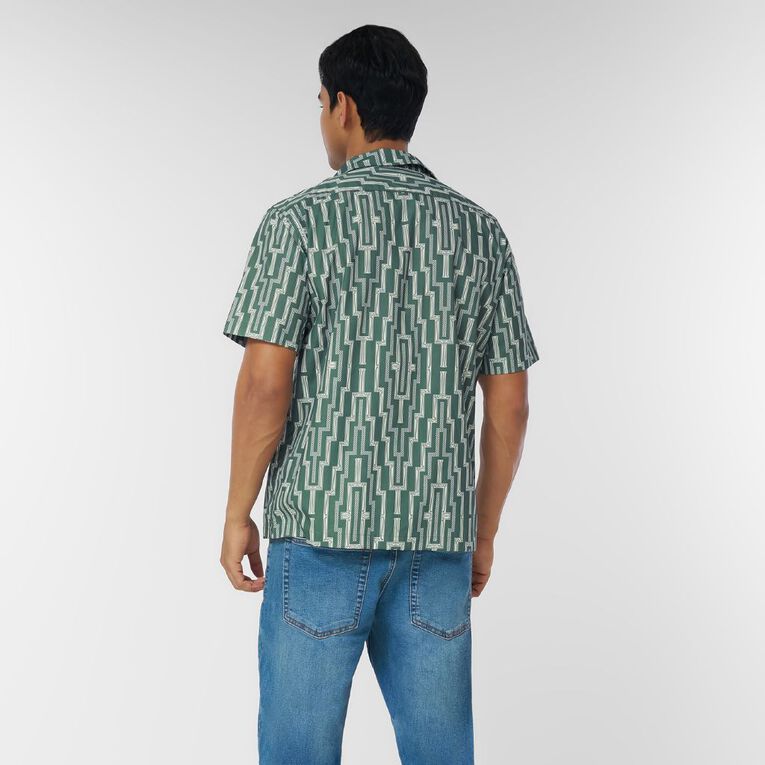 Karanga Ink Men's Short Sleeve Shirt, Green Dark, hi-res