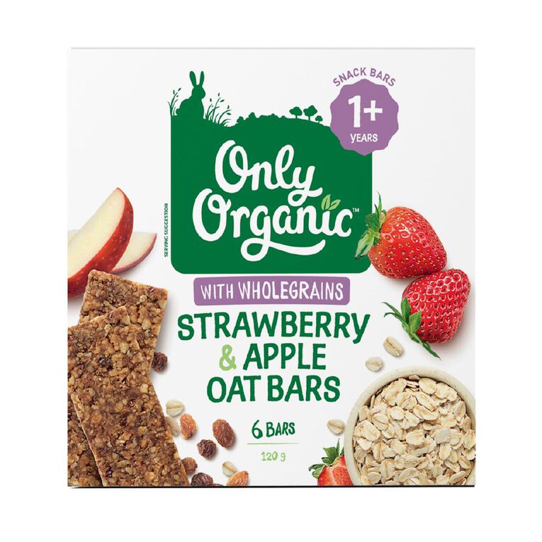 Only Organic Strawberry & Apple Oat Bars 1+ Years 20gx6, , hi-res